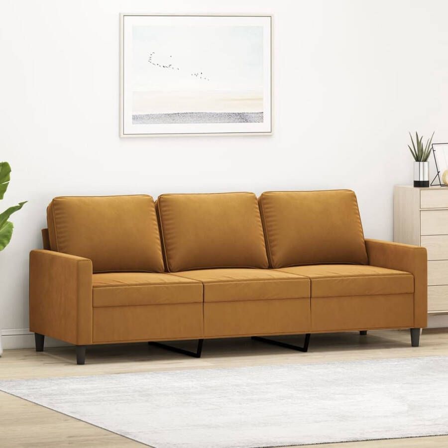 The Living Store 3-zitsbank Bruin Fluweel Stevig en stabiel frame Comfortabele zitervaring Opvallend ontwerp