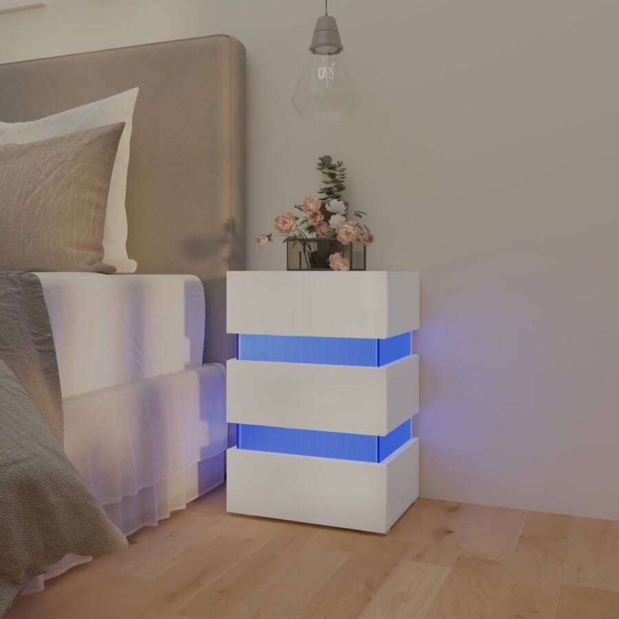 The Living Store Nachtkastje LED-verlichting Wit 45 x 35 x 67 cm USB-aansluiting - Foto 2