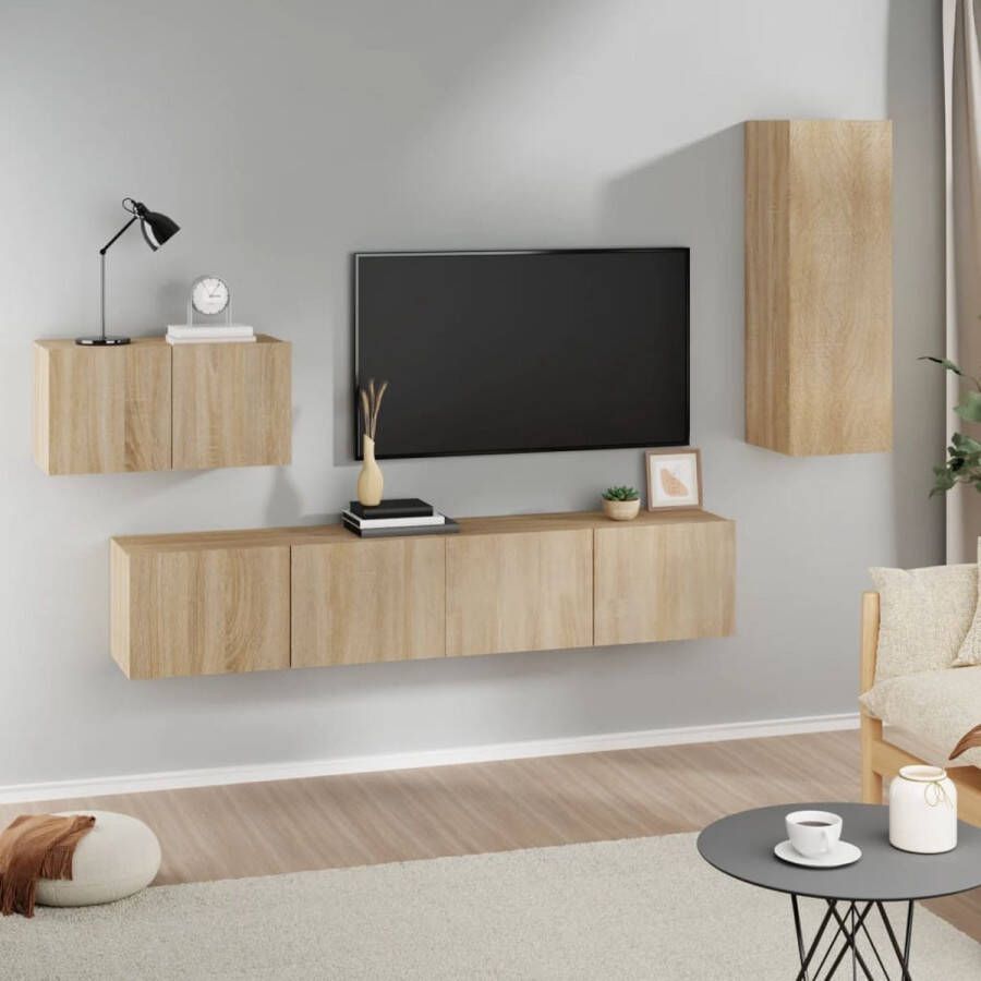 The Living Store Televisiekastsets Sonoma Eiken 80x30x30 cm 60x30x30 cm 30.5x30x90 cm - Foto 2