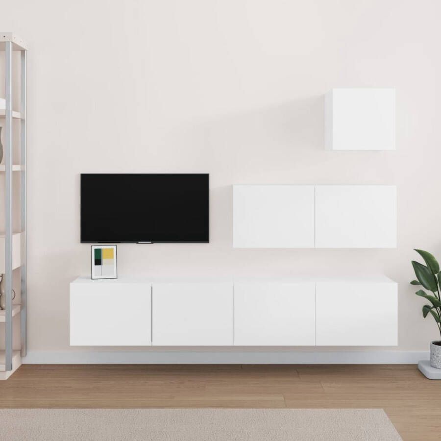 The Living Store TV-meubelset Wit 30.5 x 30 x 30 cm 80 x 30 x 30 cm (B x D x H) Duurzaam hout - Foto 2