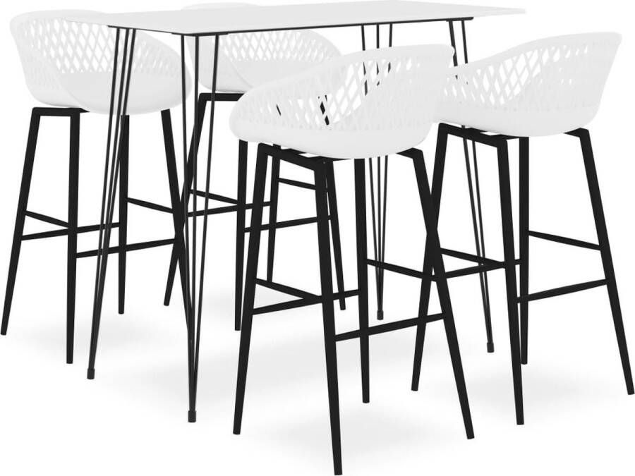 The Living Store 5-delige Barset wit Set tafel en stoelen