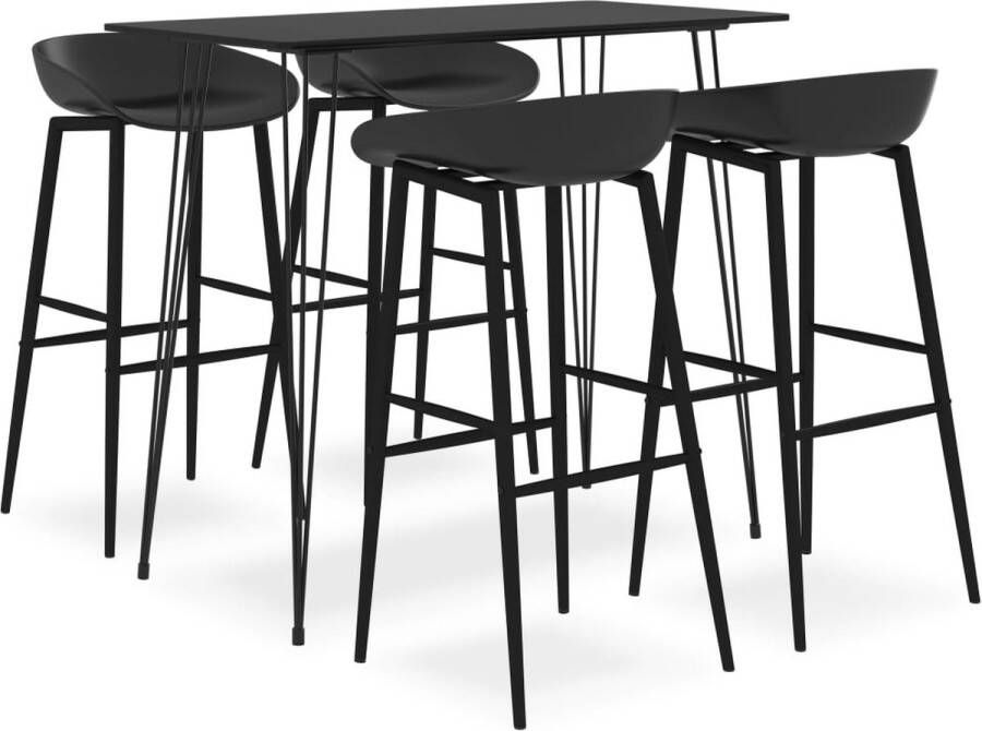 The Living Store 5-delige Barset zwart Set tafel en stoelen