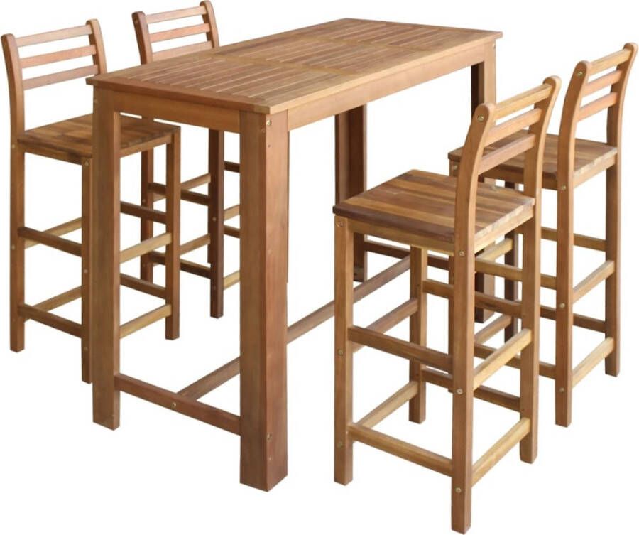 The Living Store 5-delige Bartafel en -stoelenset massief acaciahout Set tafel en stoelen