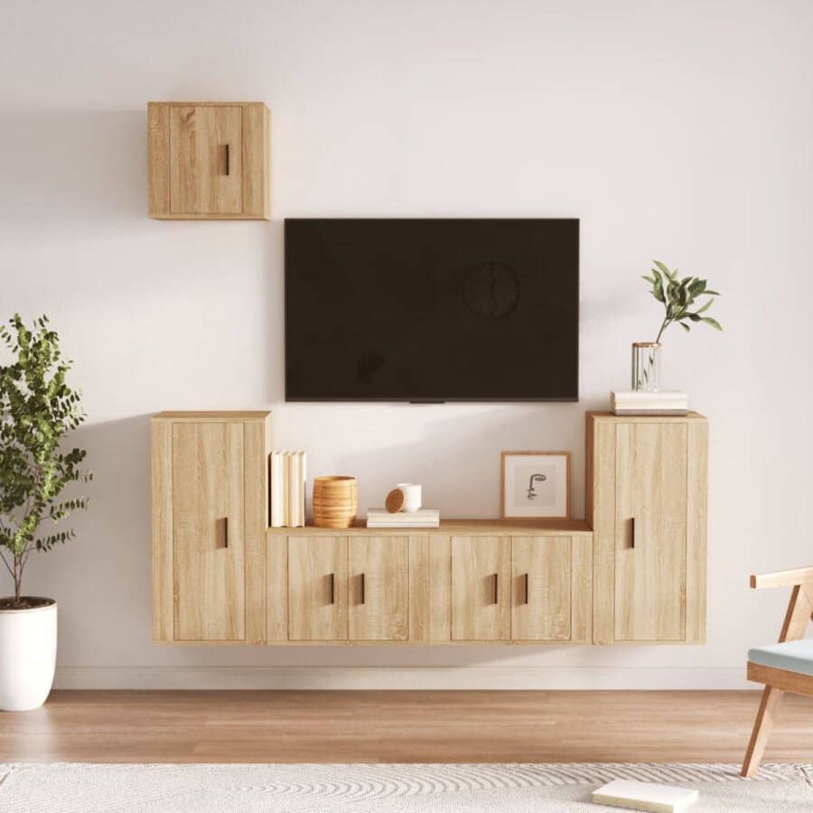 The Living Store tv-meubelset Sonoma eiken 2x 57x34.5x40cm 2x 40x34.5x80cm 1x 40x34.5x40cm - Foto 2