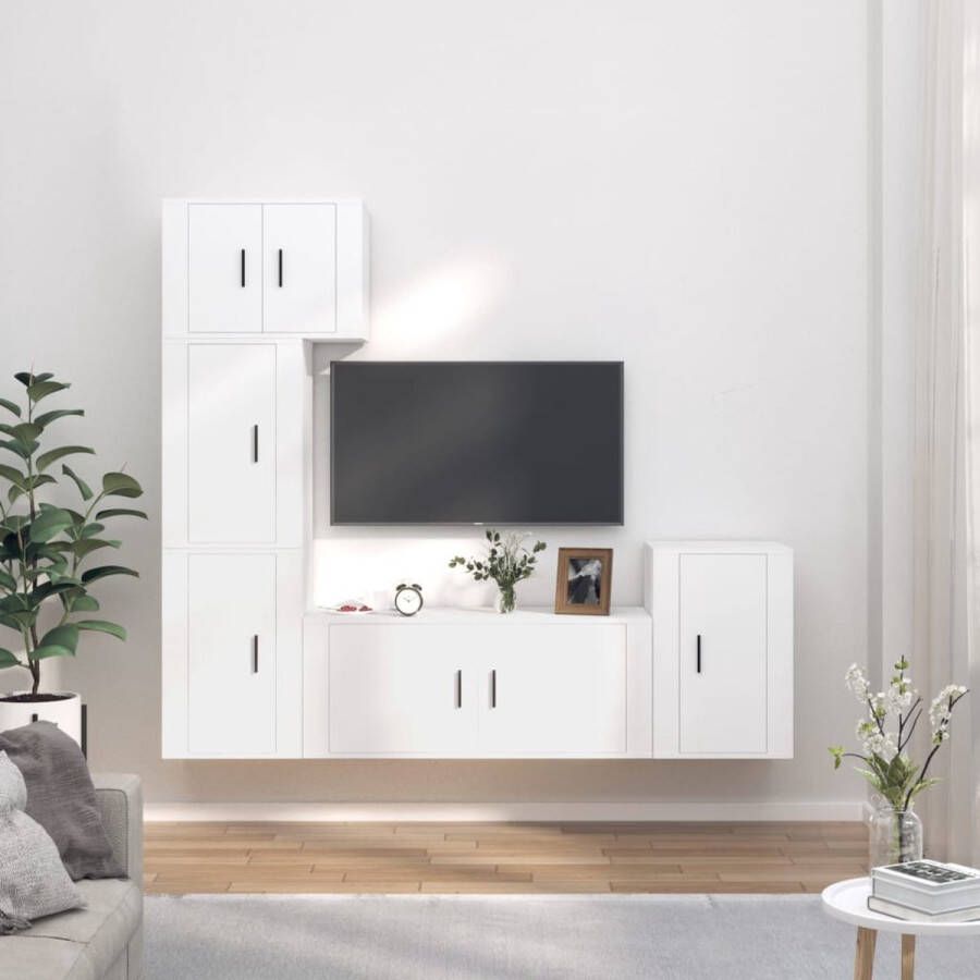 The Living Store Klassieke Televisiekastenset Tv-meubel Wit 57x34.5x40 cm 100x34.5x40 cm 40x34.5x60 cm - Foto 2