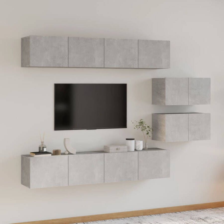 The Living Store TV meubelset betongrijs 4x 80x30x30cm 2x 60x30x30cm - Foto 2