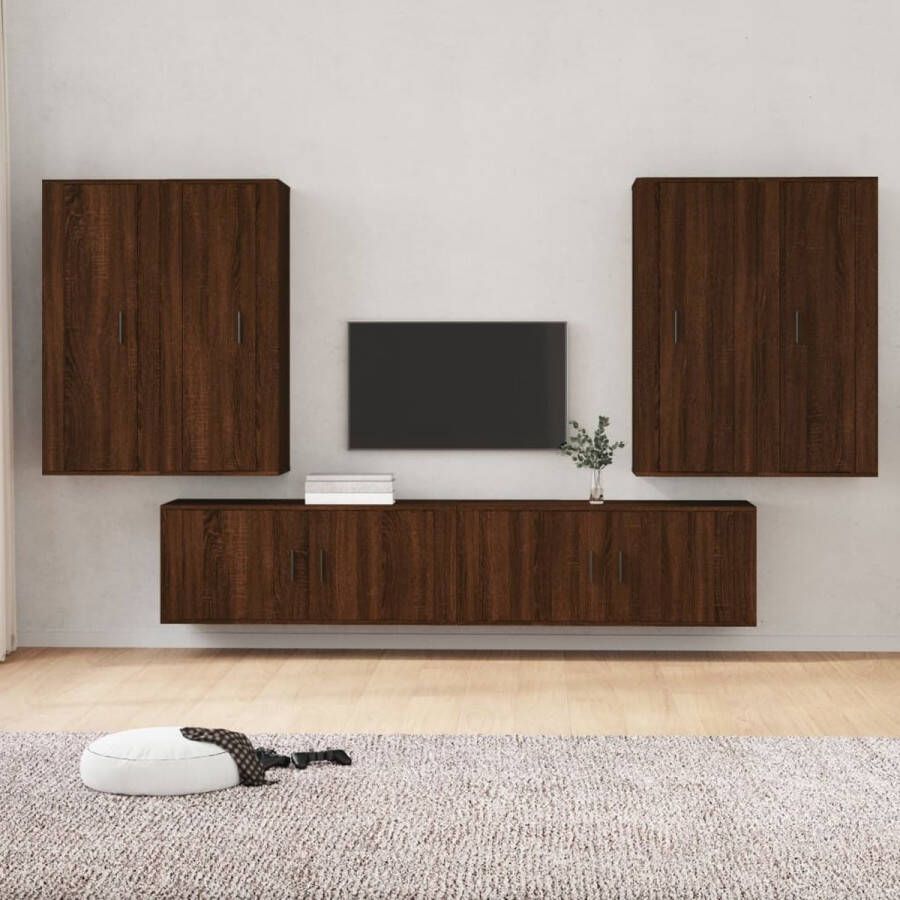 The Living Store TV-meubelset Bruineiken 4x 40x34.5x100cm + 2x 100x34.5x40cm - Foto 2