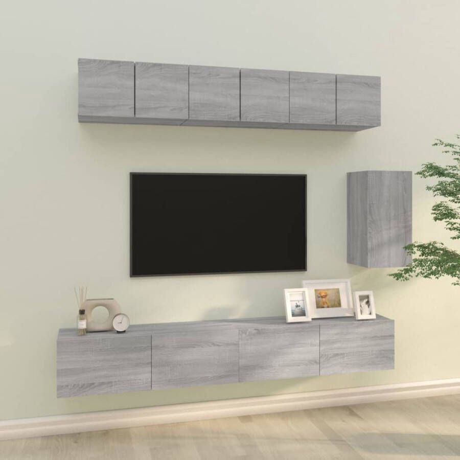 The Living Store Tvmeubelset Klassieke Grijs Sonoma Eiken 3x 60x30x30cm 1x 30.5x30x60cm 2x 100x30x30cm - Foto 2