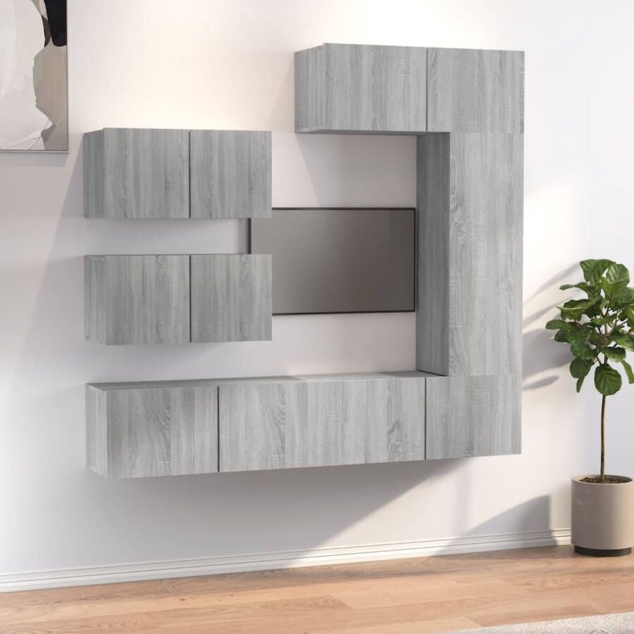 The Living Store TV-meubelset Grijs Sonoma Eiken 3x 80x30x30 cm 1x 30.5x30x90 cm 2x 60x30x30 cm Sterk en praktisch - Foto 2