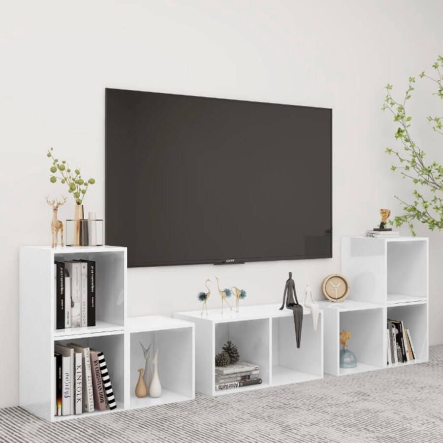 The Living Store Televisiekastenset TV-meubels wit 37x35x37cm 72x35x36.5cm - Foto 2