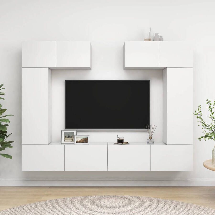 The Living Store Televisiemeubelset niet opgegeven Tv-meubels 100 x 30 x 30 cm 30.5 x 30 x 90 cm 80 x 30 x 30 cm Ken- wandbevestiging Kleur- wit Materiaal- spaanplaat Montage vereist - Foto 2