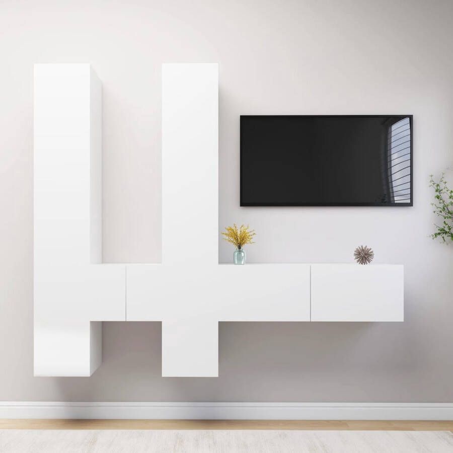 The Living Store Hangende TV-kastenset wit spaanplaat 30.5 x 30 x 30 cm 30.5 x 30 x 110 cm 100 x 30 x 30 cm - Foto 2