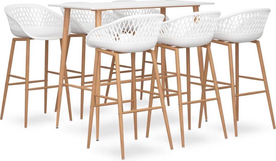 The Living Store 7-delige Barset wit Set tafel en stoelen