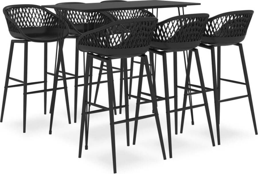 The Living Store 7-delige Barset zwart Set tafel en stoelen