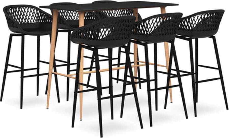 The Living Store 7-delige Barset zwart Set tafel en stoelen