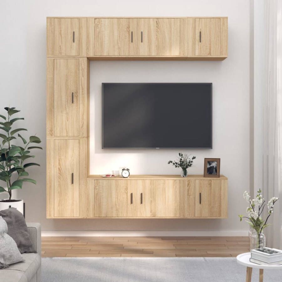 The Living Store Televisiekastenset Sonoma eiken 2x 100 x 34.5 x 40 cm 2x 40 x 34.5 x 80 cm 3x 40 x 34.5 x 40 cm - Foto 2