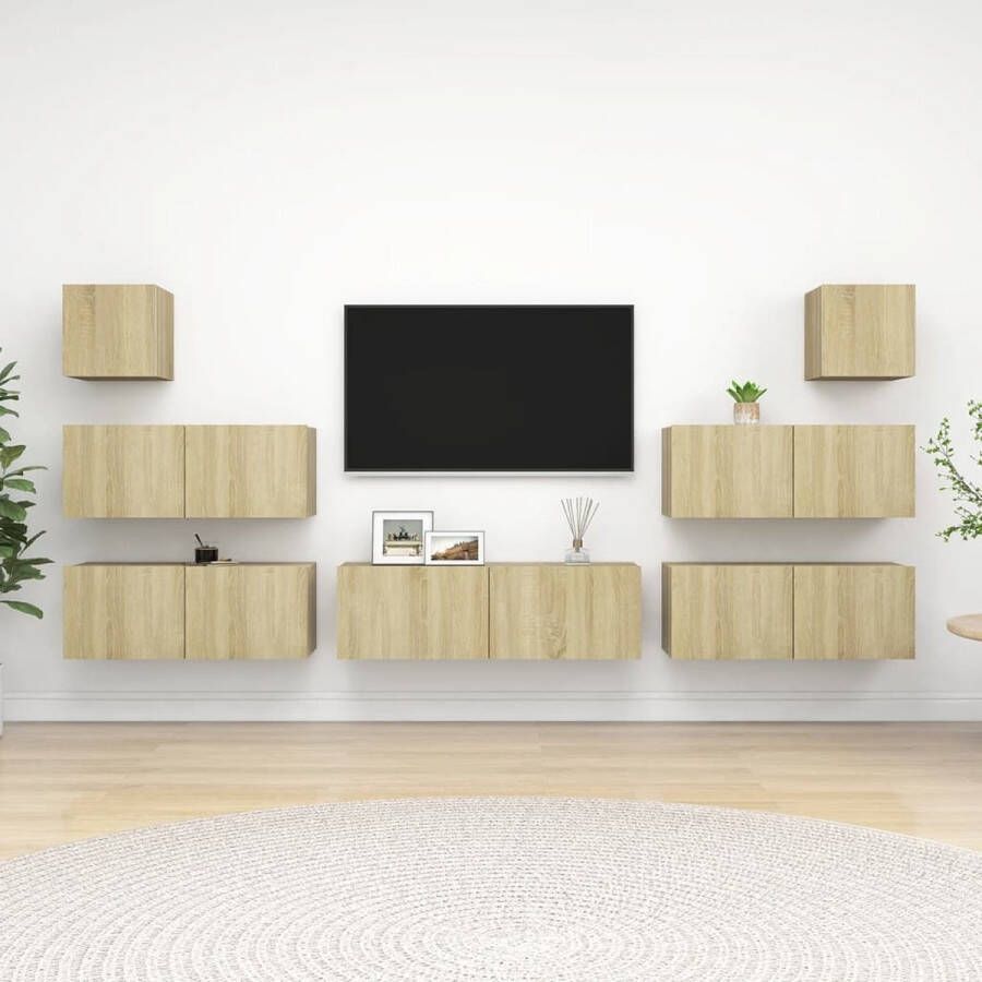 The Living Store Televisiemeubelset Hangend Spaanplaat Sonoma Eiken 80 x 30 x 30 cm 100 x 30 x 30 cm 30.5 x 30 x 30 cm - Foto 2