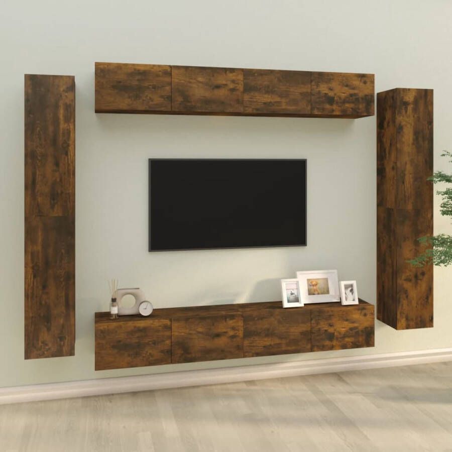 The Living Store Televisiemeubelset Gerookt eiken 100 x 30 x 30 cm 30.5 x 30 x 90 cm - Foto 2