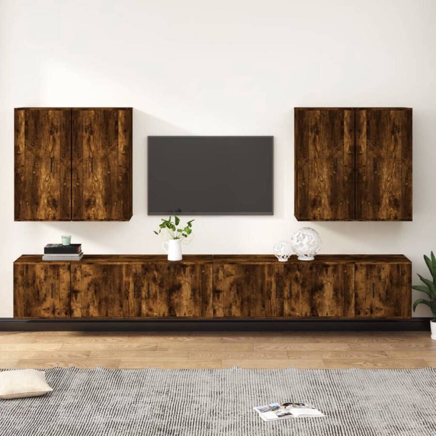 The Living Store TV-meubelset gerookt eiken 2x 100x34.5x40cm 2x 40x34.5x40cm 4x 40x34.5x80cm - Foto 2