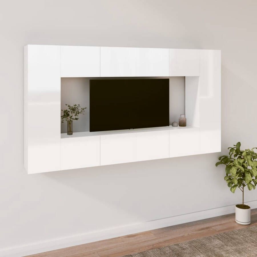 The Living Store TV-meubelset Klassiek design Hoogglans wit 80x30x30 cm 30.5x30x60 cm - Foto 2