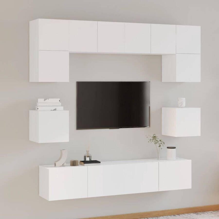The Living Store TV-meubelset klassiek wit 60x30x30cm 80x30x30cm 30.5x30x30cm - Foto 2