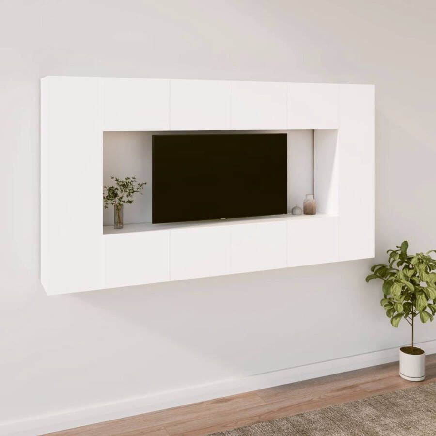 The Living Store TV-meubelset Klassiek Wandgemonteerd Hout Wit 4 stuks 80x30x30cm 30.5x30x60cm - Foto 2