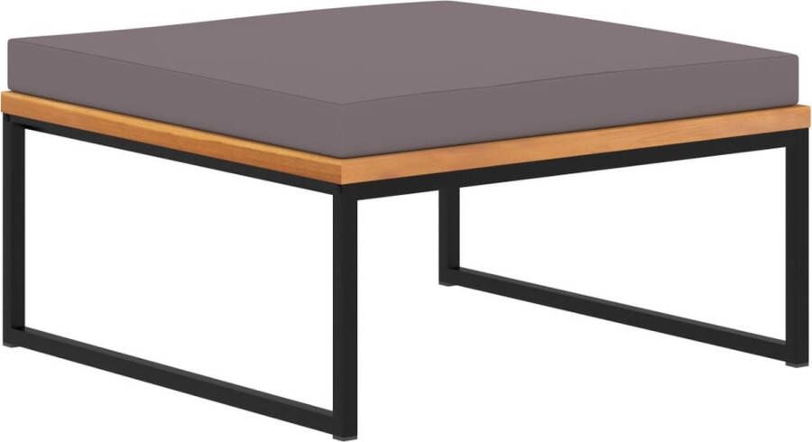 The Living Store Voetensteun met kussen 66x66x36 cm acaciahout donkergrijs Voetensteun Voetenbank Acacia Hout Grijs Outdoor Meubilair - Foto 3