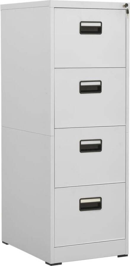 The Living Store Archiefkast 4 lades 46 x 62 x 133 cm lichtgrijs Archiefkaartje Archivakast Kasten Metalen Kasten Bureauspullen - Foto 2