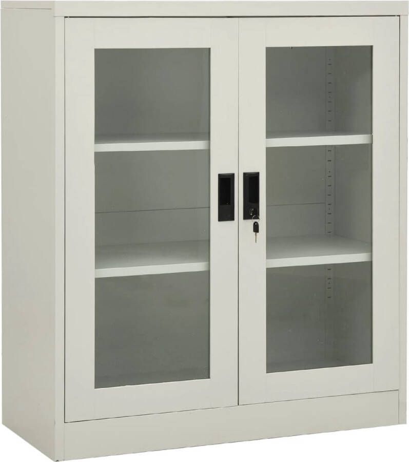 The Living Store Archiefkast 90 x 40 x 105 cm Staal en Gehard Glas Archief Kast Kantoorkast Metalen Kast Opslagkast Documentenkast - Foto 2