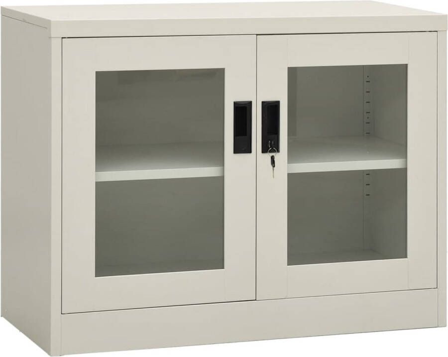 The Living Store Archiefkast 90 x 40 x 70 cm Duurzaam staal Gehard glas Lichtgrijs - Foto 2