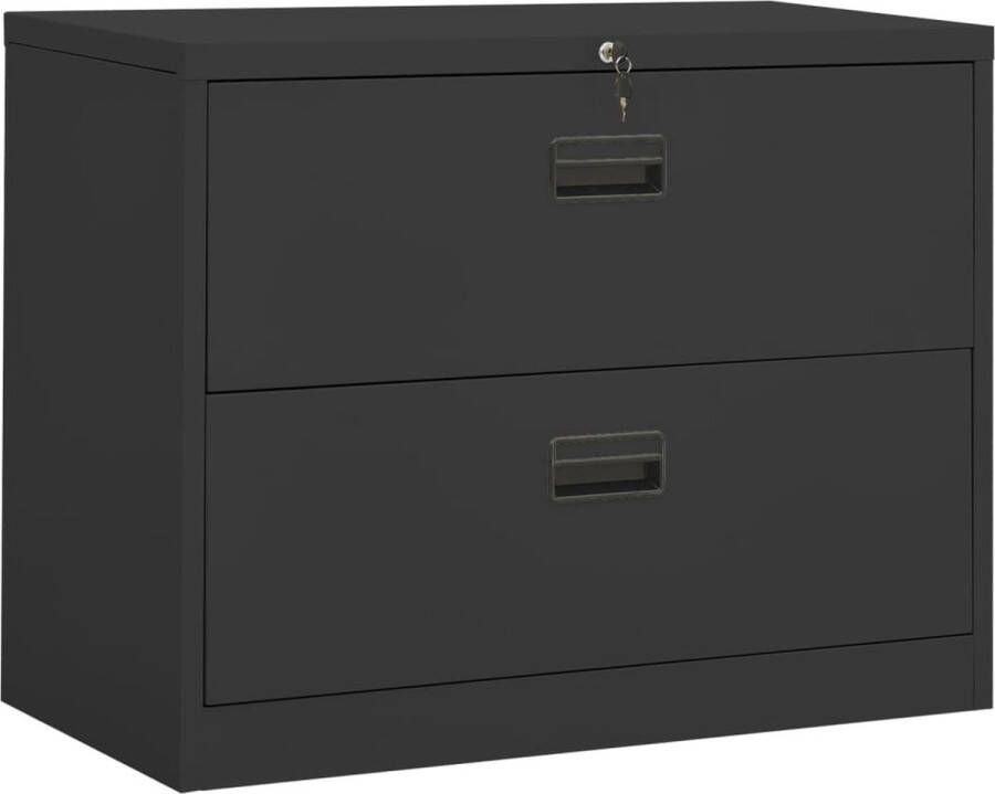 The Living Store Archiefkast 90x46x72.5 cm Staal Antraciet Volledig uittrekbare lades Met slot Geschikt voor A4 en Letter Legal-for Draagvermogen 90 kg Montage vereist - Foto 2