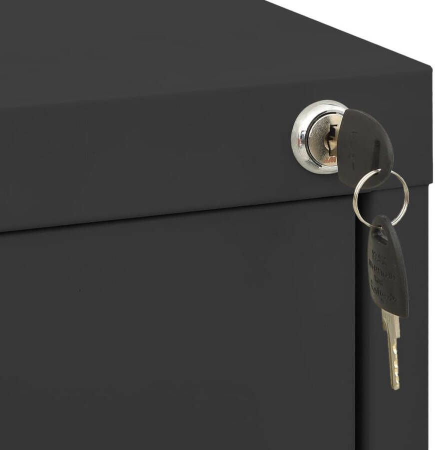 The Living Store Archiefkast 46x62x133 cm staal antracietkleurig Archief Kast Ladeskast Metalen Kasten Staalkasten Anthraciethouten Meubels - Foto 2