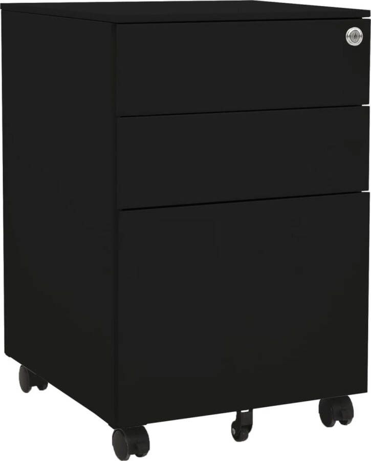 The Living Store Archiefkast Staal 39x45x60 cm Zwart Met sloten Archief Kast Metalen Kast Bureauspullen Ladenkast Archivatie - Foto 2