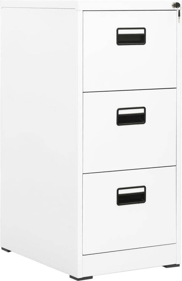 The Living Store Archiefkast Staal 46 x 62 x 102.5 cm 3 lades Wit Archiefkaart Documentenstoring Metalen Kasten Staalkasten Witte Kasten - Foto 2