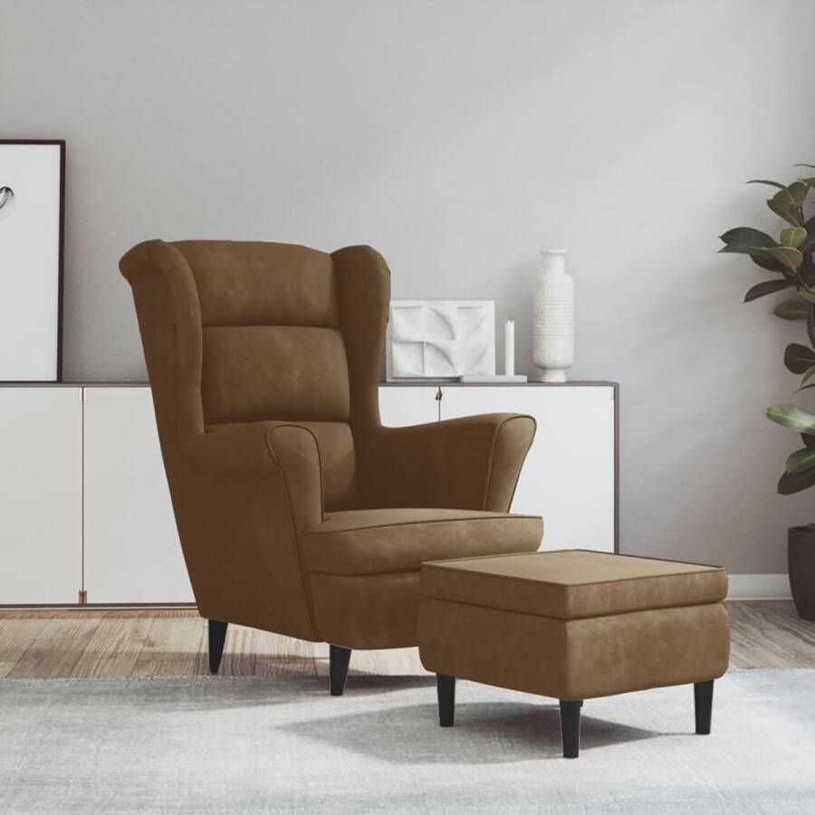 The Living Store Armstoel Fauteuil 81 x 90 x 96.5 cm Brown Velvet - Foto 2