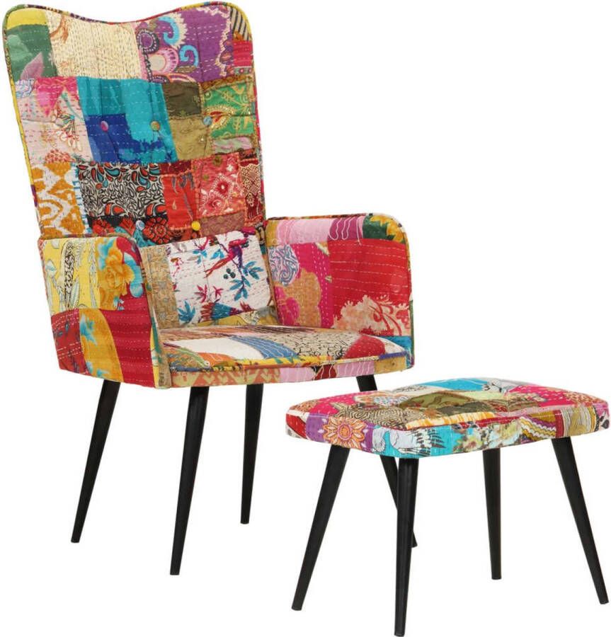 The Living Store Armstoel Patchwork Gestoffeerd 55 x 43 x 97 cm Multi-functioneel