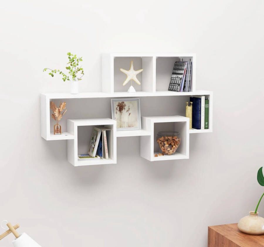 The Living Store Auto Wandplank Hoogglans Wit 82 x 15 x 51 cm Chic en veelzijdig