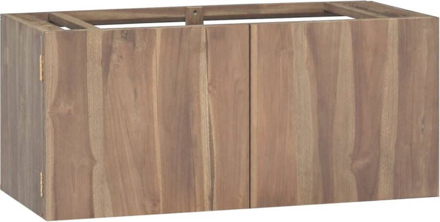 The Living Store Badkamerwandkast Massief teakhout 90 x 39 x 40 cm Wandgemonteerd Montage vereist Badkamerkast Teakwood Wandmontage Badkamermeubel Opbergkast - Foto 3