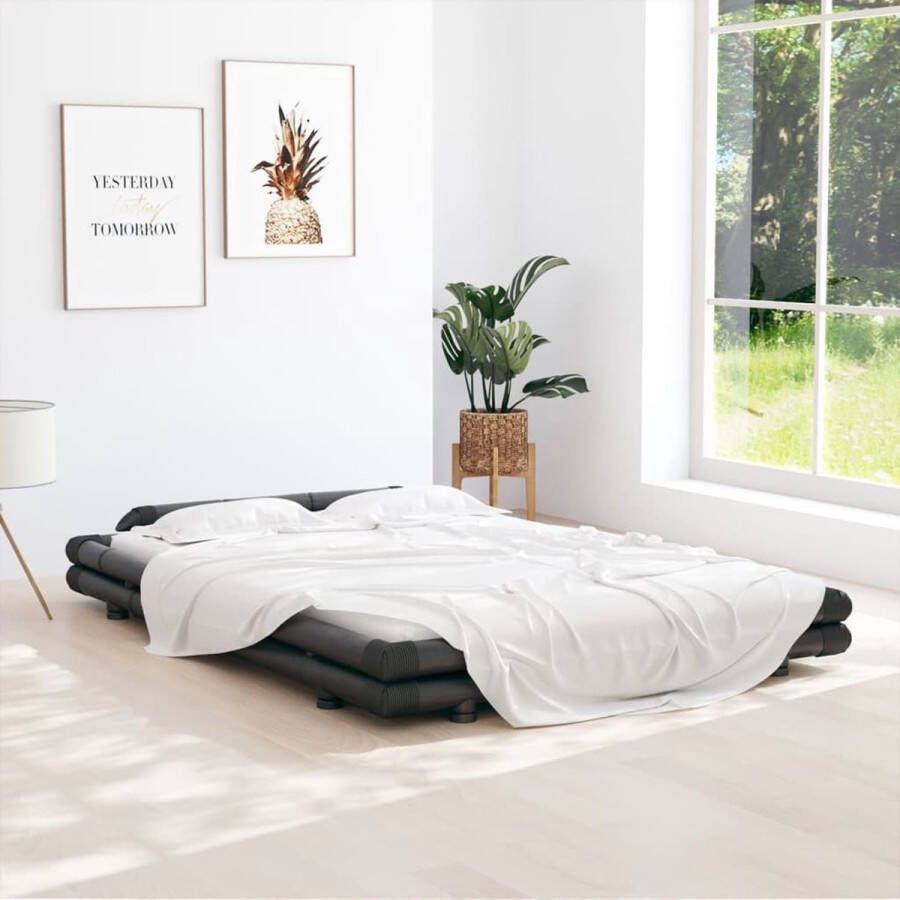 The Living Store Bamboe Bedframe Rustieke Stijl 220x160x36.5 cm Geen Matras Inbegrepen