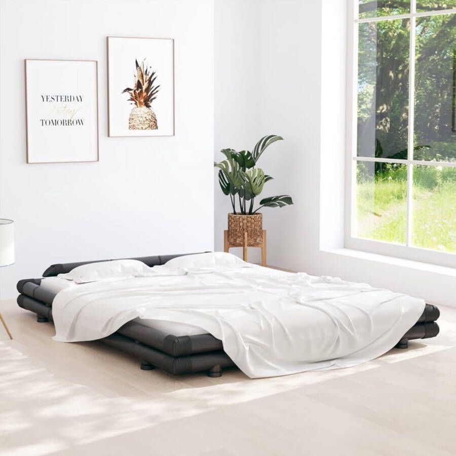 The Living Store Bamboe Bedframe Rustieke stijl 220x180x36.5 cm Stevige lattenbodem Montage vereist