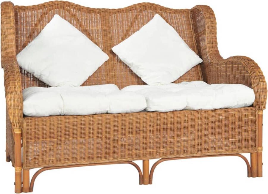 The Living Store 2-zitsbank Natuurlijk Rattan Lichtbruin 120 x 84 x 90.5 cm Montage vereist Tweedehands Meubels Vintage Bank Lounge Stoffen Bank Buitenbank Tuinbank - Foto 2
