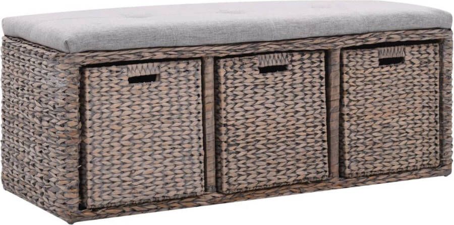 The Living Store Bank Zeegras Met 3 Manden 105 x 40 x 42 cm Grijs Kussen Polyester- 100% - Foto 2