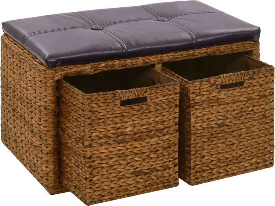 The Living Store Bank Zeegras met Manden 71 x 40 x 42 cm Rustiek en Natuurlijk - Foto 2