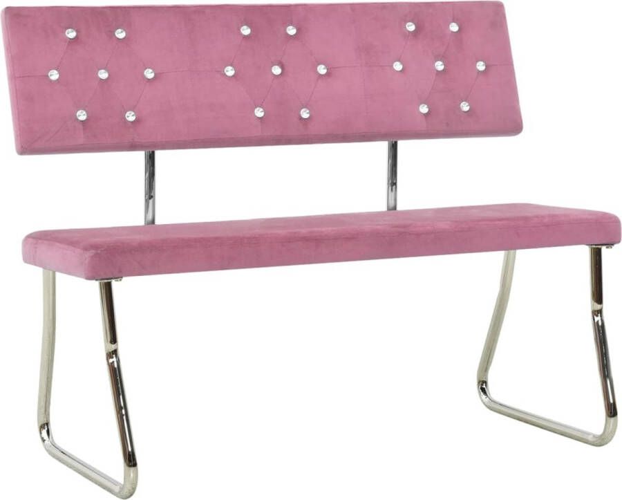 The Living Store Bankje Velvet Roze 110 x 53 x 82.5 cm Kristal Metaal - Foto 2