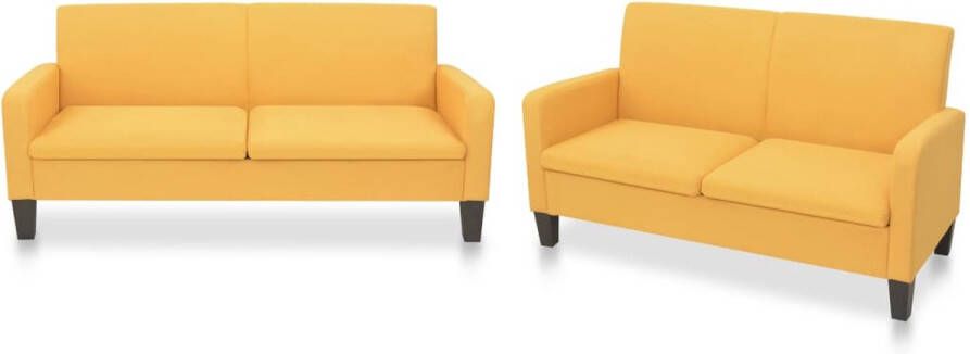 The Living Store Bankstel Comfortabel en duurzaam Geel 2-zitsbank- 135 x 65 x 76 cm 3-zitsbank- 180 x 65 x 76 cm Polyester Bankstel Geel Bank Stofbank 2 Persoons Bank 3 Persoons Bank - Foto 2