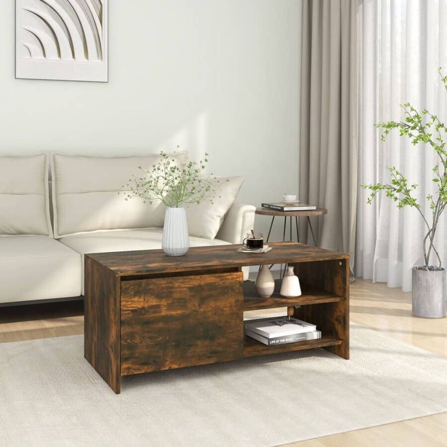 The Living Store Banktafel Gerookt eiken 102 x 50 x 45 cm Montage vereist - Foto 2