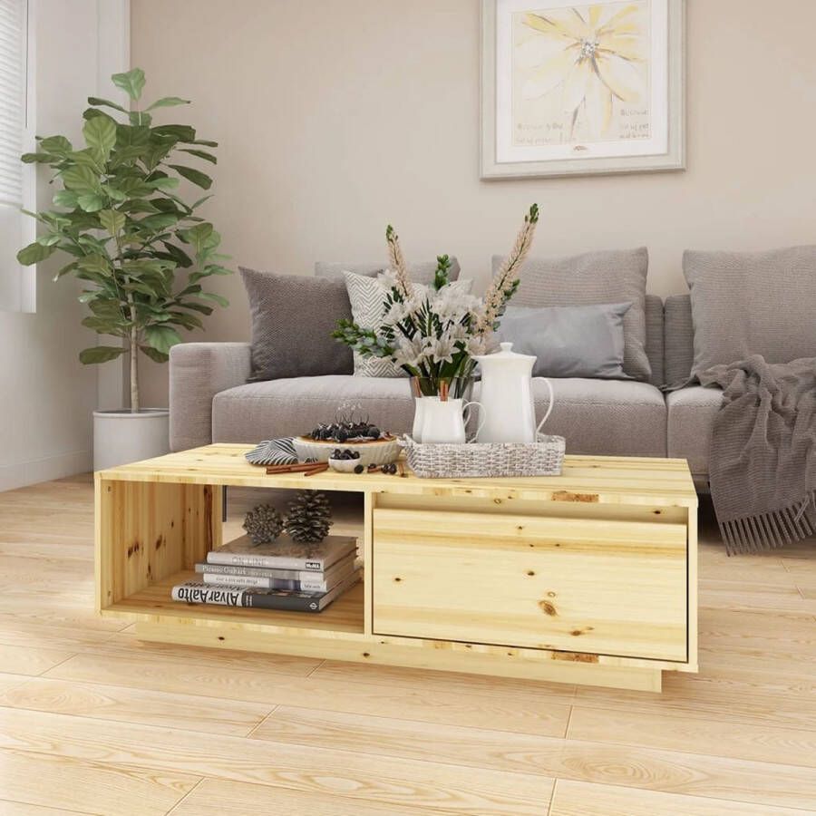 The Living Store Banktafel Massief Vurenhout 110 x 50 x 33.5 cm Opbergschap Montage vereist - Foto 2
