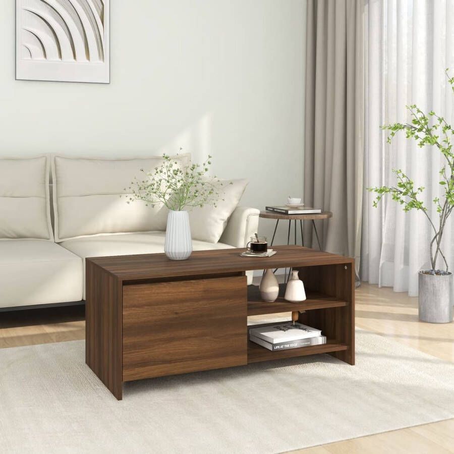 The Living Store Banktafel Moderne Bruineiken Tafel 102 x 50 x 45 cm Montage vereist - Foto 2