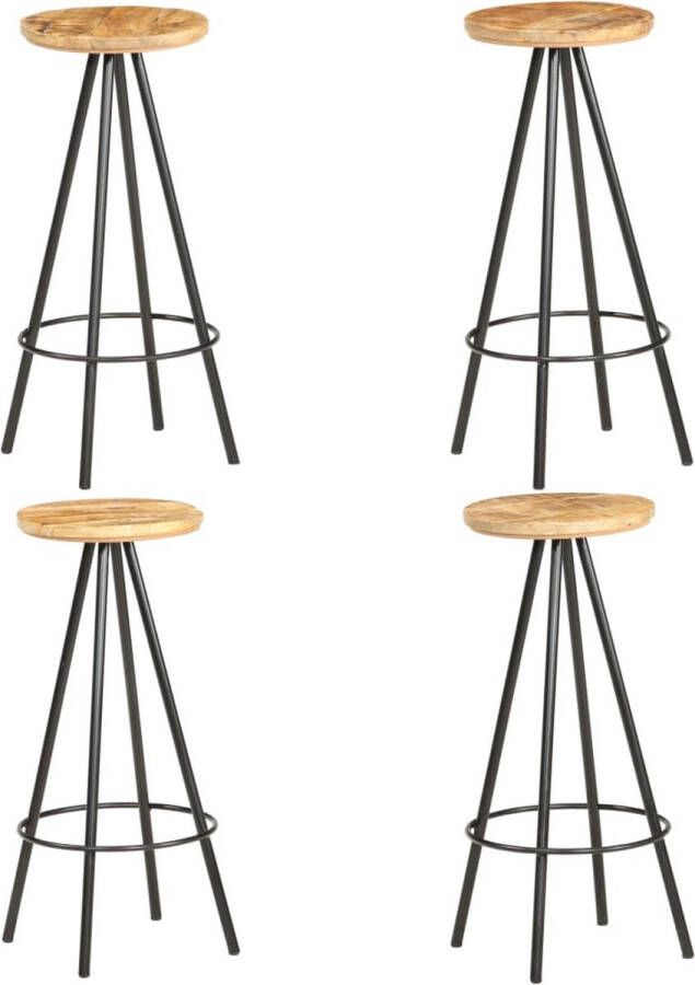 The Living Store Barkrukken Industrieel 30 x 73 cm Ruw mangohout en ijzer Industriele Barkrukken Bruine Barkrukken Mangohouten Barkrukken Metalen Barkrukken Vintage Barkrukken - Foto 2