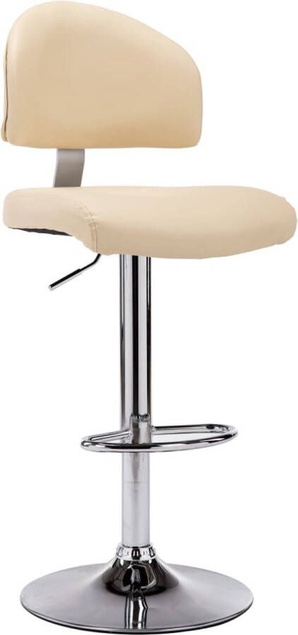 VidaXL The Living Store Barkruk Crème Kunstleer 43x47x(98-119) cm Ergonomisch Ontwerp - Foto 3